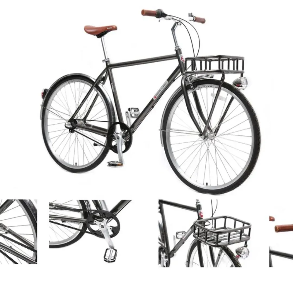 Велосипед Urban Classic M(Al 6061,колесо700с,пер/зад покр35C,3 планетар. скорости, тормаза:U-Brake,зад ножной, ремен. передача,рост до 190см, серый) Forsage-вело FB28005(550)(buh25743)