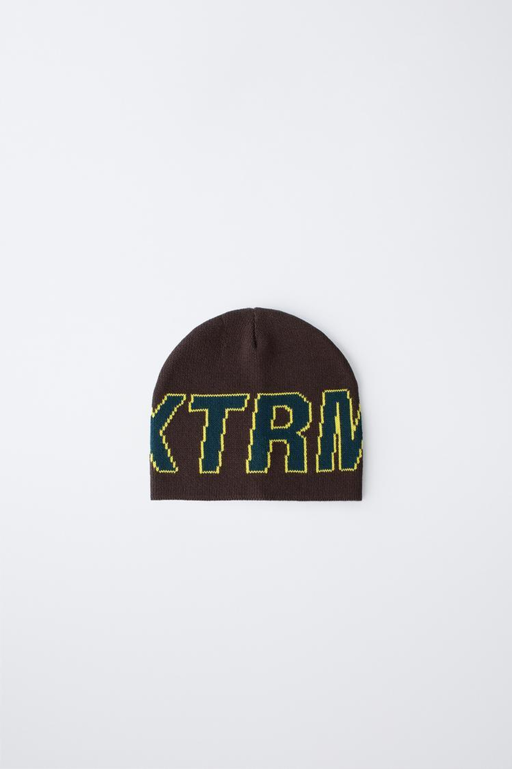 ZARA ВЯЗАНАЯ ШАПКА С НАДПИСЬЮ, ЗЕЛЕНЫЙ