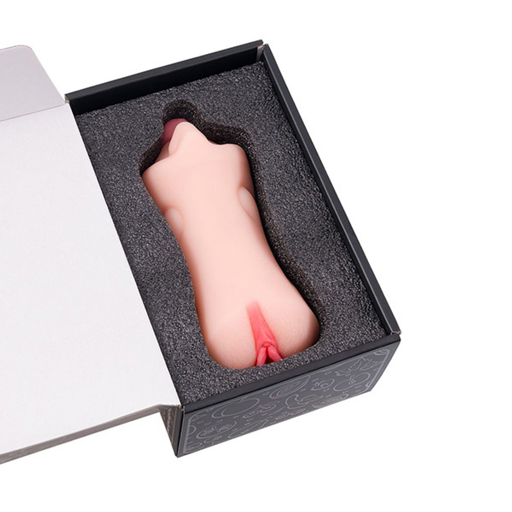 Телесный двусторонний мастурбатор 19см ротик и вагина ToyFa Juicy Pussy Fruity Tongue 893019