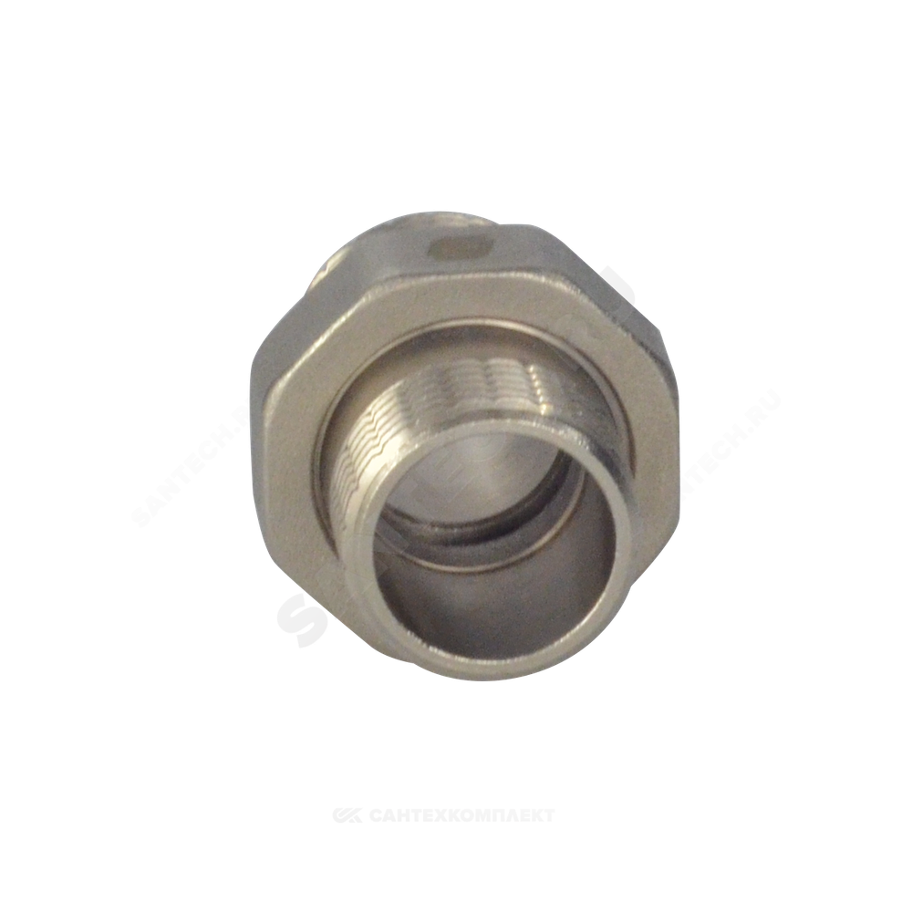 Соединитель латунь никель американка Ду 20 (3/4") прямой НР/НР SantechSystems