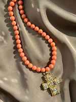 Нить бусин для украшений 8мм, "Майорка-Коралл" (имитация)