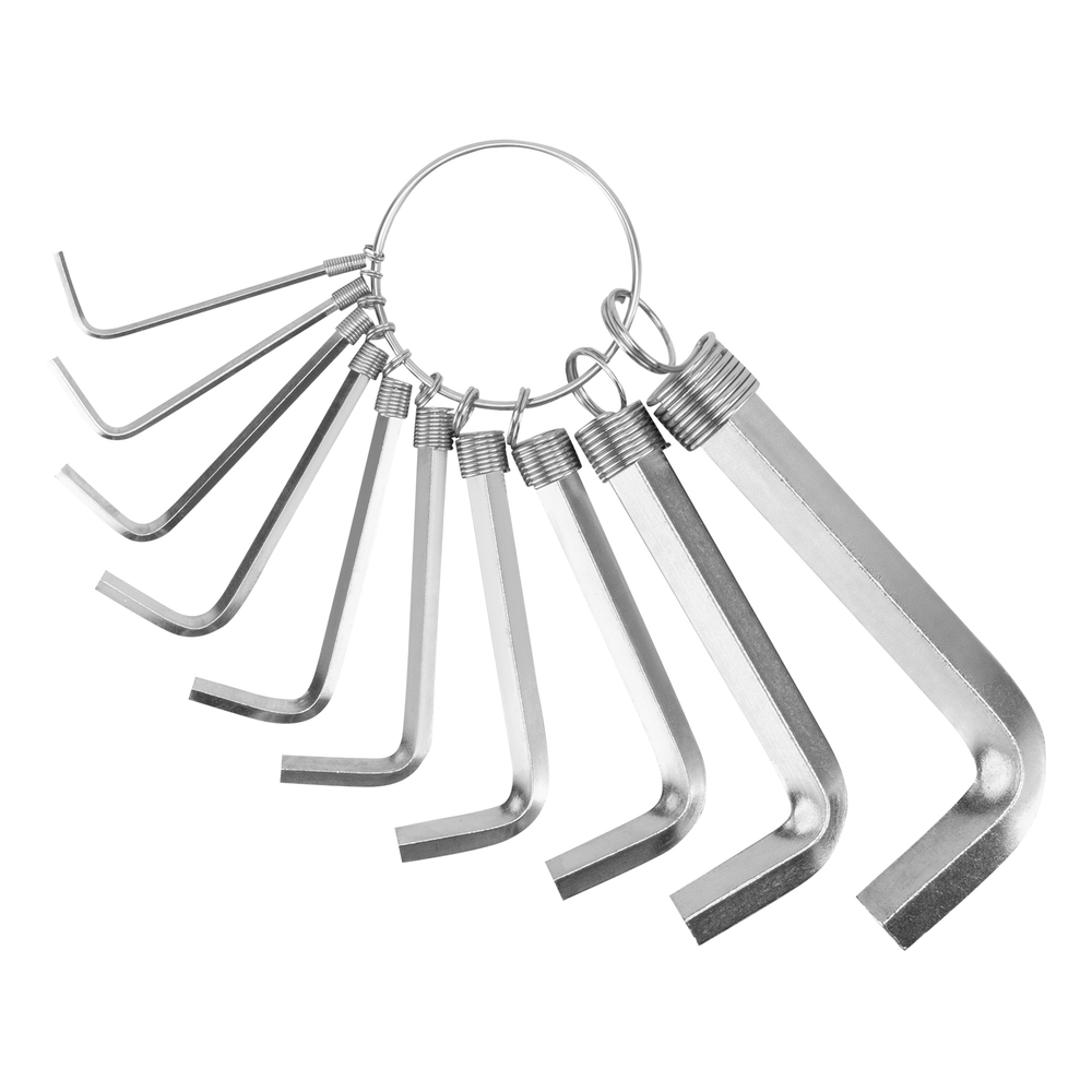 Набор ключей имбусовых HEX, 1.5-10 мм, CrV, 10 шт, никелированный, на кольце Sparta 112685