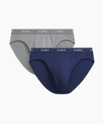 Мужские трусы слипы спорт Atlantic, набор 2 шт., хлопок, серый меланж + тёмно-голубые, 2RMP-001