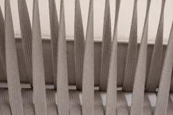 "Касабланка" диван 2-местный плетеный из роупа, каркас алюминий белый муар, роуп бежевый 20мм, ткань бежевая 035