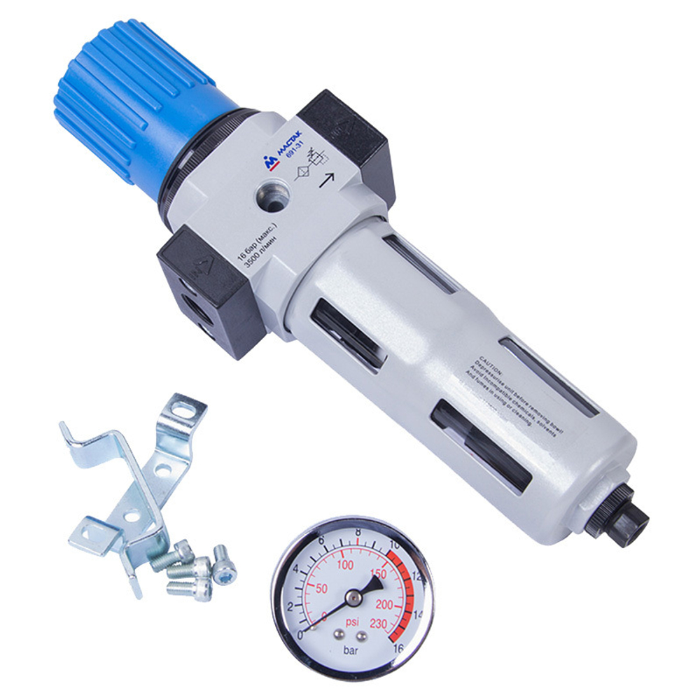 МАСТАК (691-31) Фильтр влагоотделитель с редуктором 3/8", 16 бар