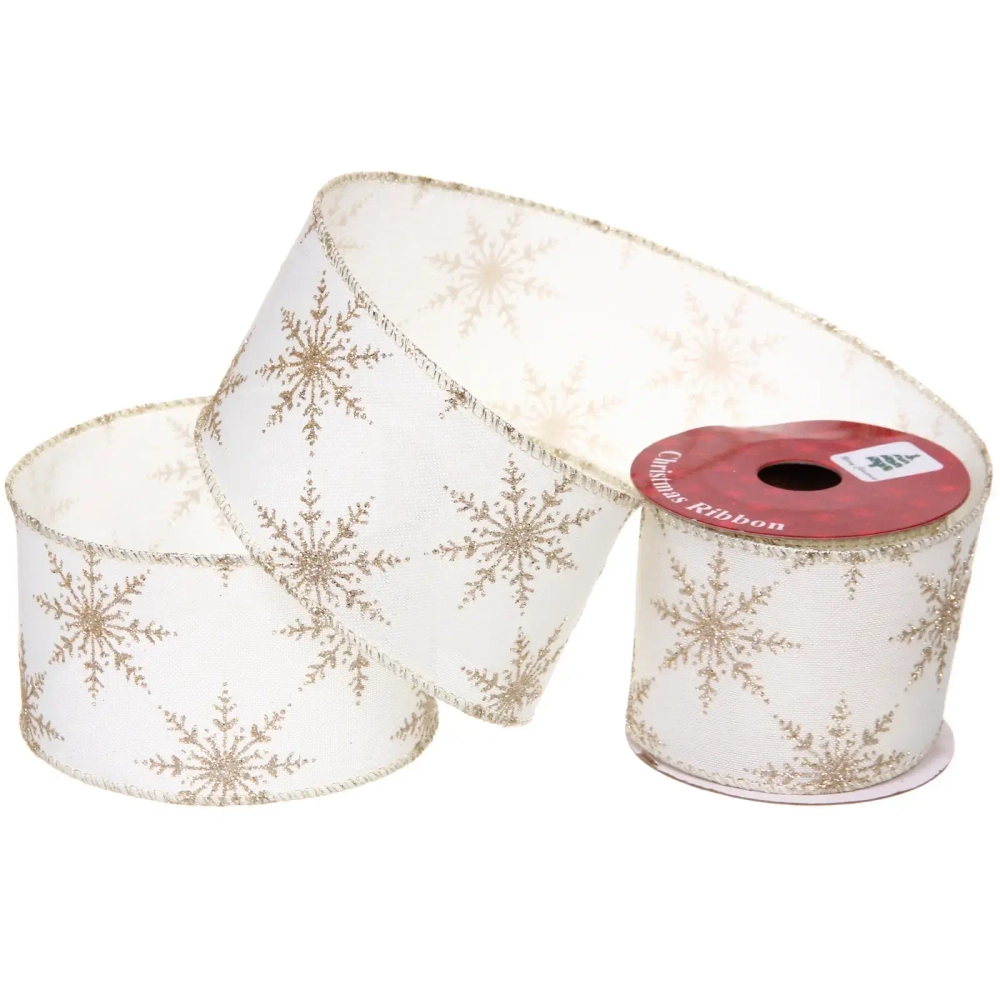 Лента для декорирования «Снежинка» 6,3 см, 2,7 м, Шампань