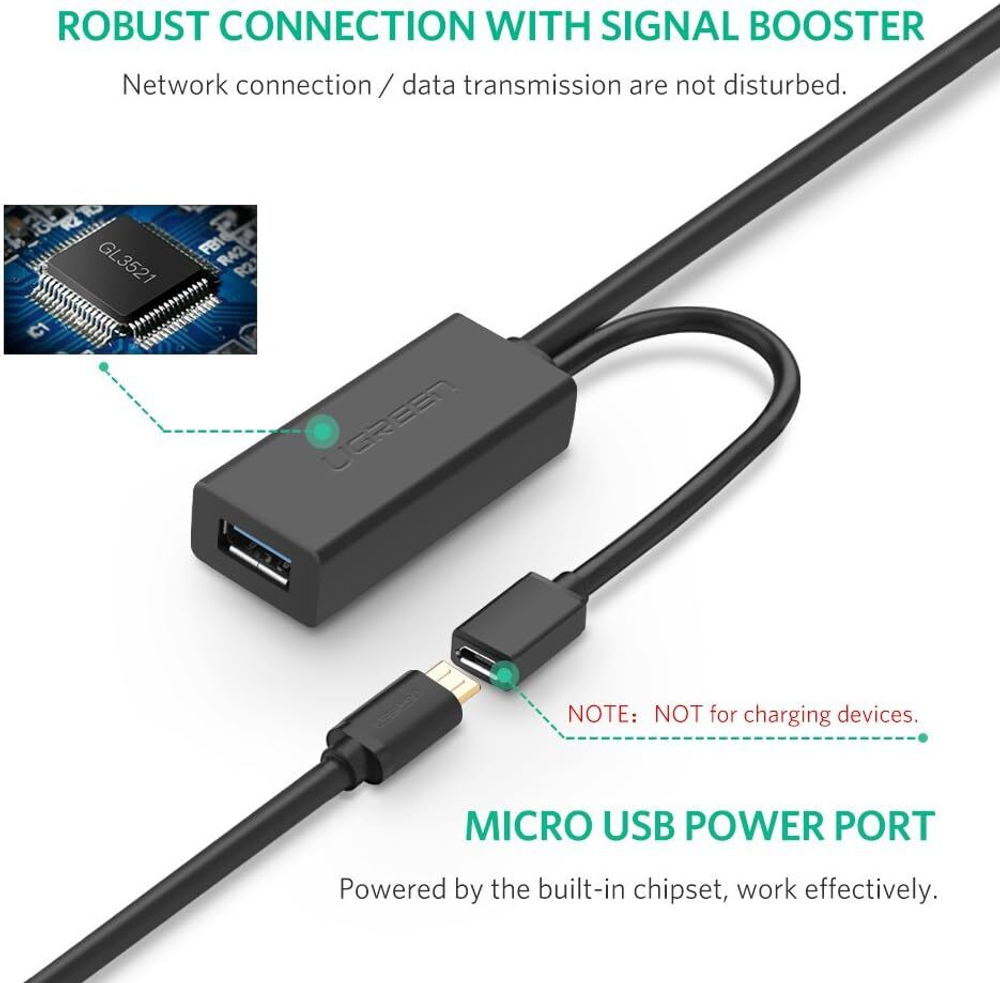 Кабель USB - USB удлинитель USB 3.0, 10m, UGREEN 20827