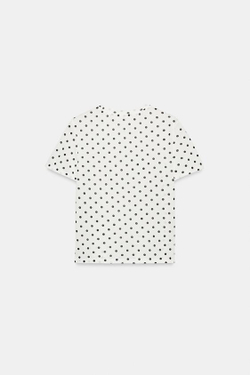 ZARA ФУТБОЛКА В ГОРОШЕК С КОРОТКИМИ РУКАВАМИ, ЭКРЮ/ЧЕРНЫЙ