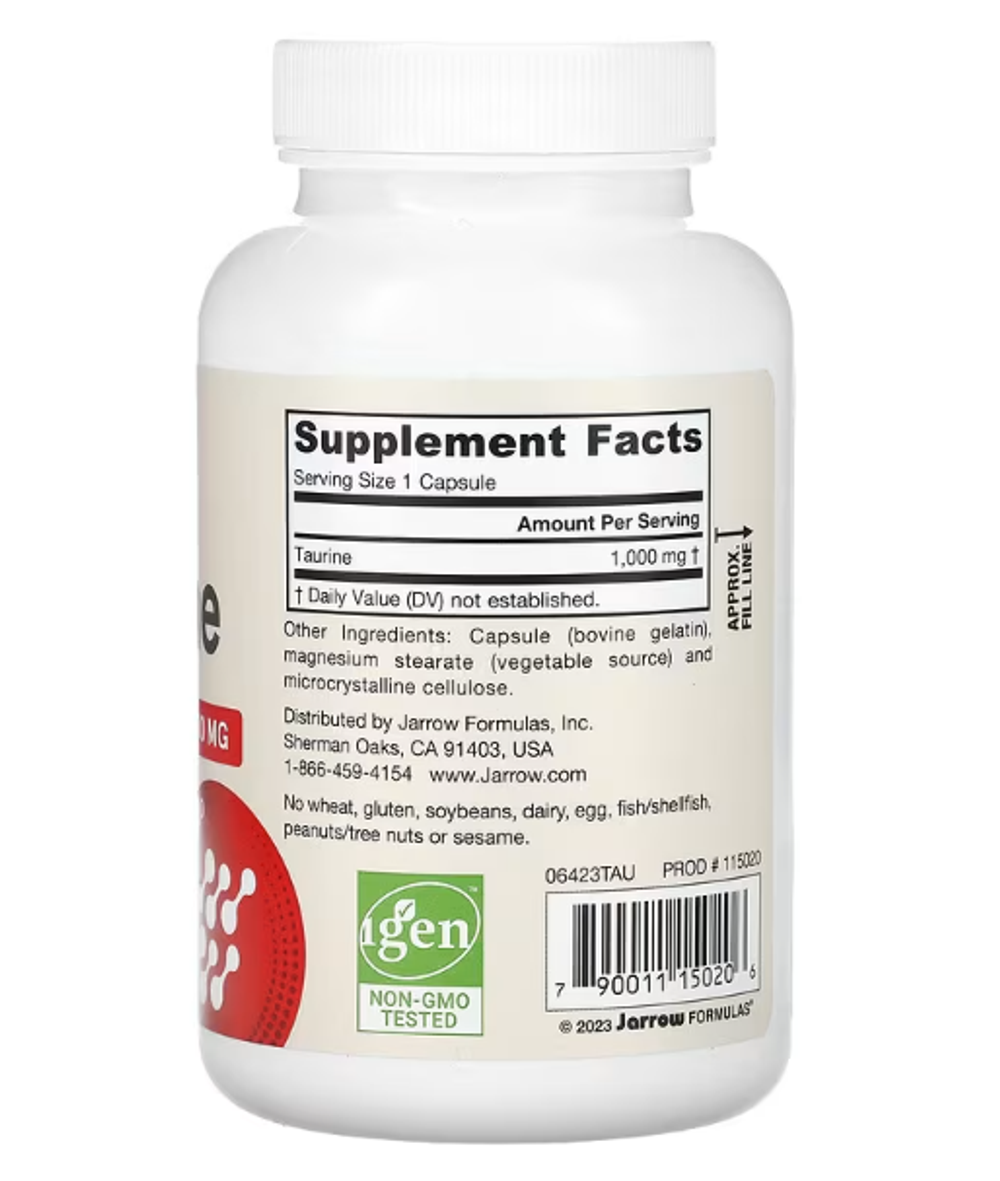 Jarrow Formulas, Таурин, 1000 мг, 100 капсул.