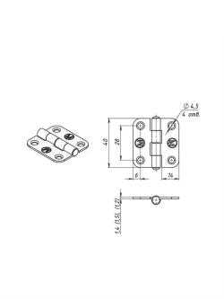 Карточная петля 36 мм на 40 мм мебельная-10шт