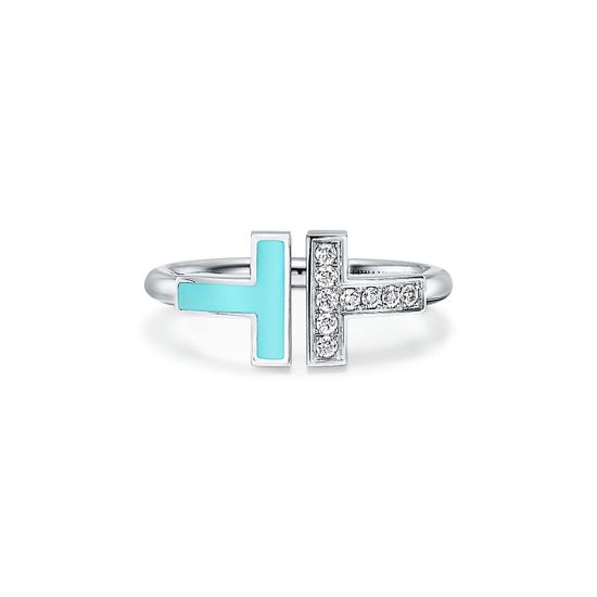 Кольцо Tiffany & Co. Diamond and Turquoise, в белом золоте с бриллиантами
