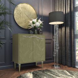 Комод Арт Колор leaves Классик Сильвер с 2 полками Зеленая олива