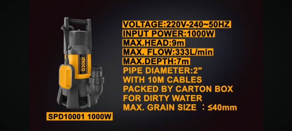 Насос погружной пластиковый INGCO SPD10001 1000 Вт