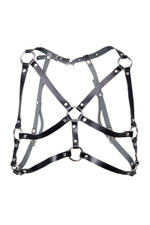 Черная кожаная портупея «Соблазн» с кольцами