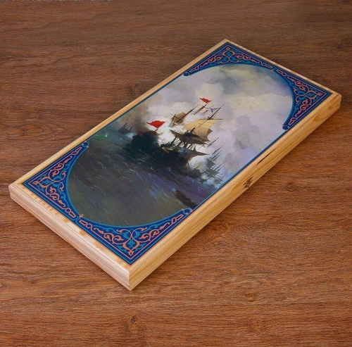 Нарды "Парусник", деревянная доска 60х60 см, с полем для игры в шашки