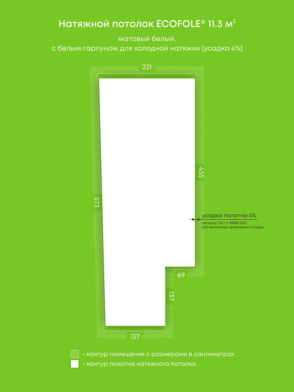 Натяжные потолки 11.3 м2, 1.3 м2