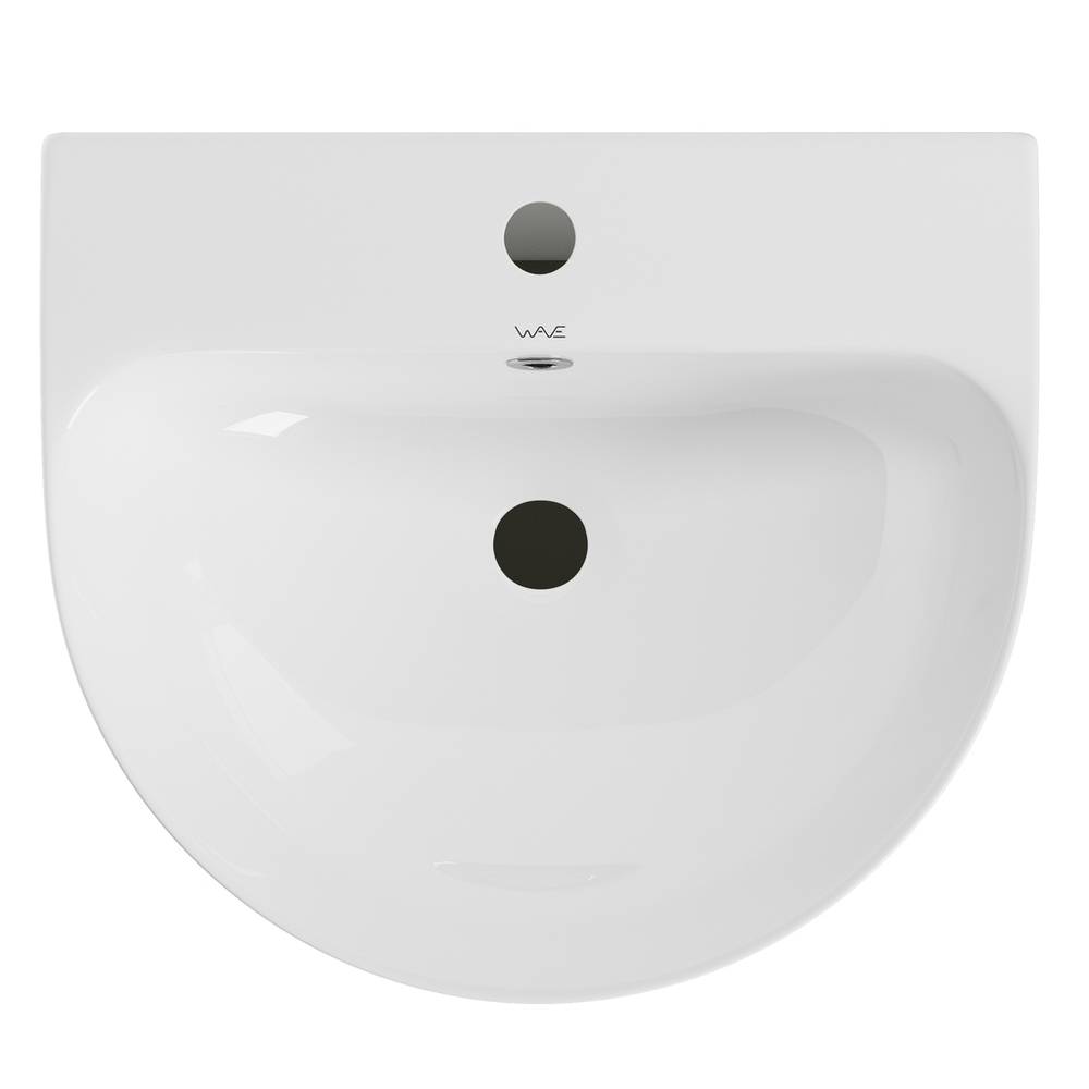 Умывальник-моноблок ROYAL WAVE 480*420*835 ш*г*в, с хром переливом, белый, овал