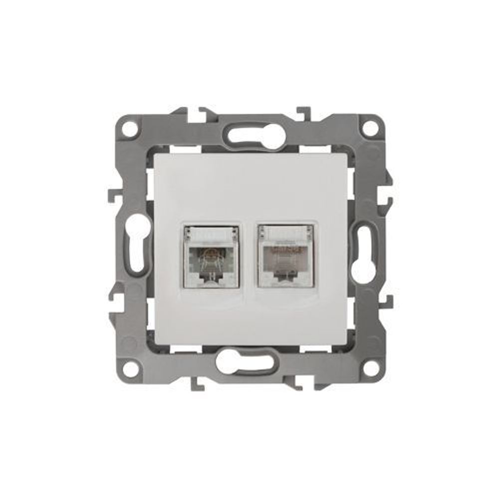 Розетка компьютерная + телефонная 2-м Эра12 12-3109-01 RJ45 + RJ11 IP20 бел. Эра Б0018248