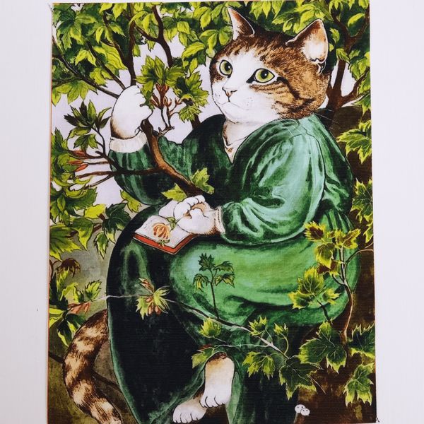 КОТ УЧЕНЫЙ, панно, холст 20 / 15 см 1