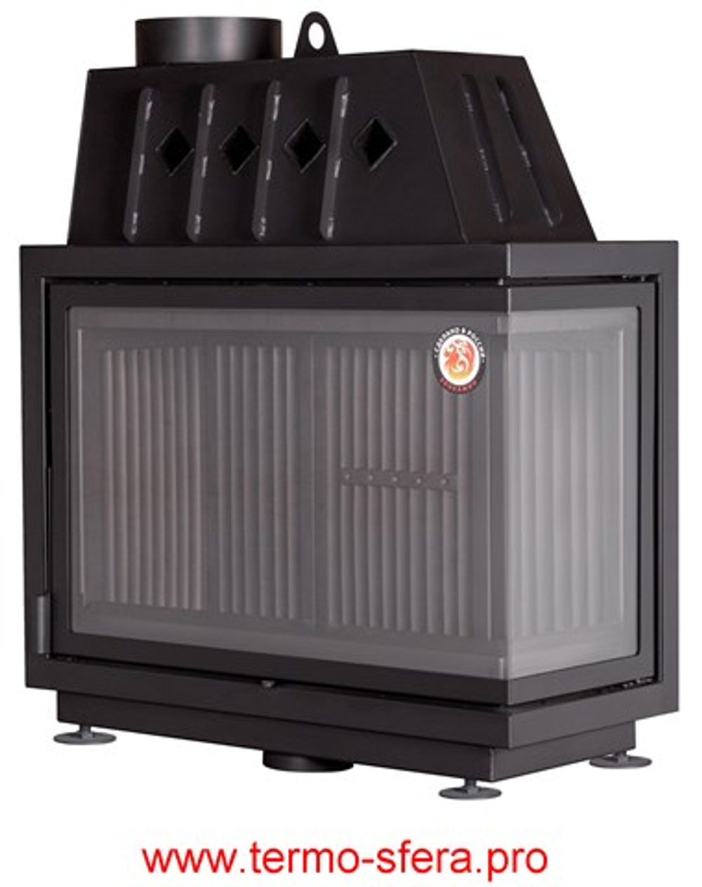 Каминная топка Экокамин Альфа 1000 RB два стекла правая черный шамот