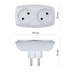 Разветвитель электрический ЭРА SP-2-W на 2 розетки без заземления 16А белый