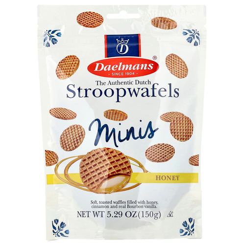 Daelmans, Мини-стропвафли, мед, 5,29 унций (150 г)
