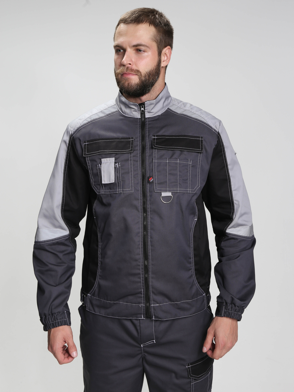 Костюм Вектрон-1 (тк.Смесовая,240) брюки, т.серый/св.серый/черный