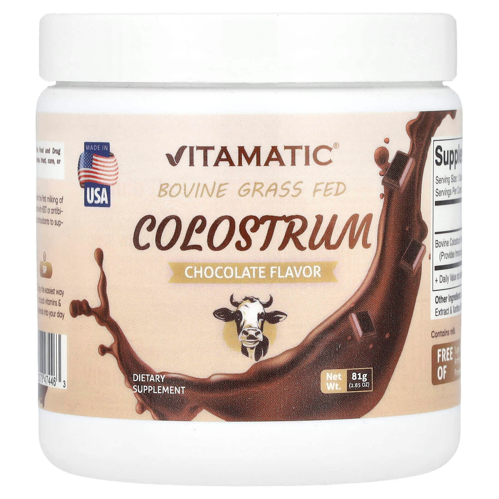 Vitamatic, Молозиво крупного рогатого скота, откормленное травой, шоколад, 81 г (2,85 унции)