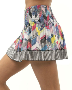 Теннисная юбка Lucky in Love Novelty Long Mix N' Patch Smocked Skirt - разноцветный