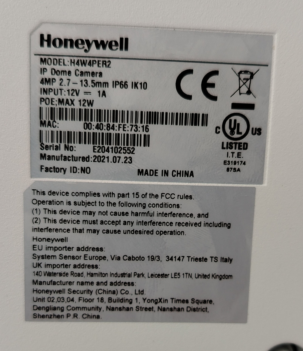 IP-камера купольная Honeywell H4W4PER2 4 Мп моторизованный 2.7-13.5 мм без ИК IP66 уличная