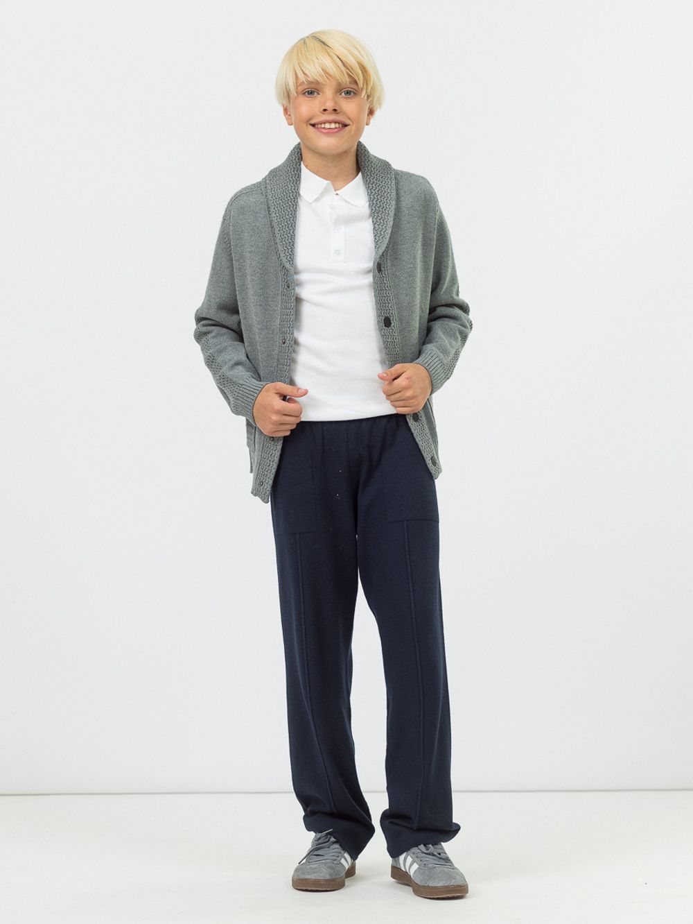 Кардиган для мальчика на пуговицах в школу AT1085 серый