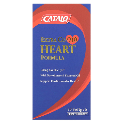 CATALO, Формула для сердца с экстрактом коэнзима Q10 с наттокиназой и льняным маслом, 30 мягких таблеток