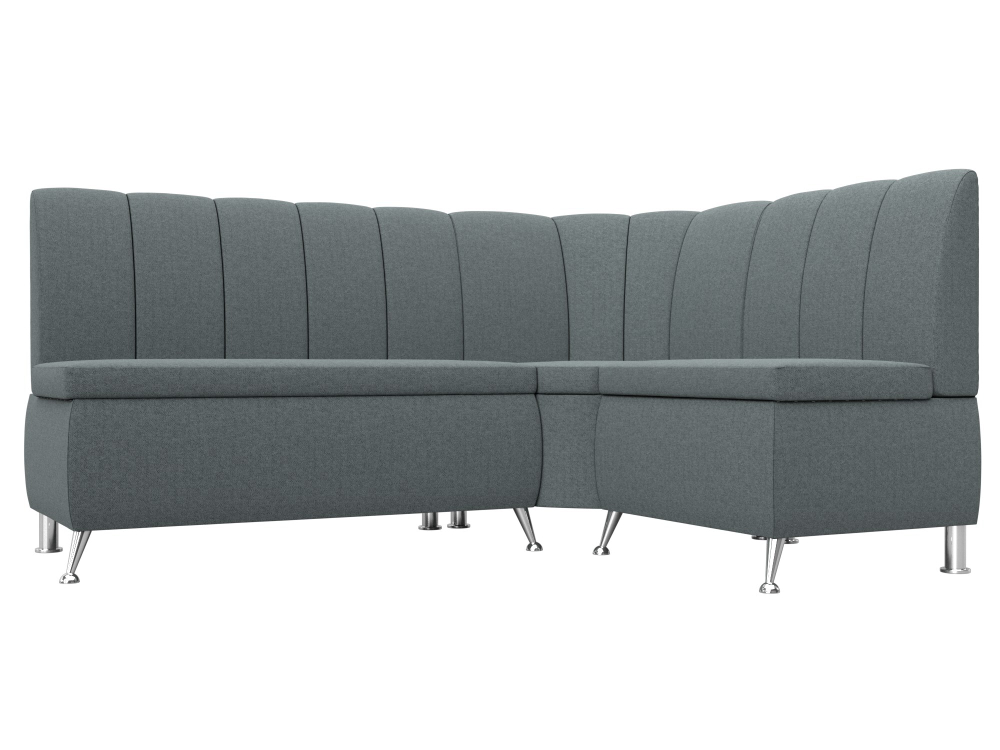 Диван кухонный угловой Кантри правый угол, Амур 07 серый, Рогожка, 122502