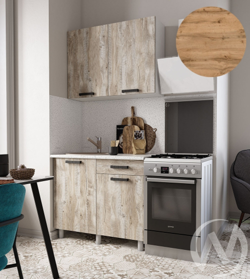 Кухня Элиана 1.0м (корпус белый/дуб юкон) 26мм дуб вотан