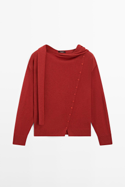 Massimo Dutti Кардиган с воротником-шалью и застежкой на пуговицы, красный