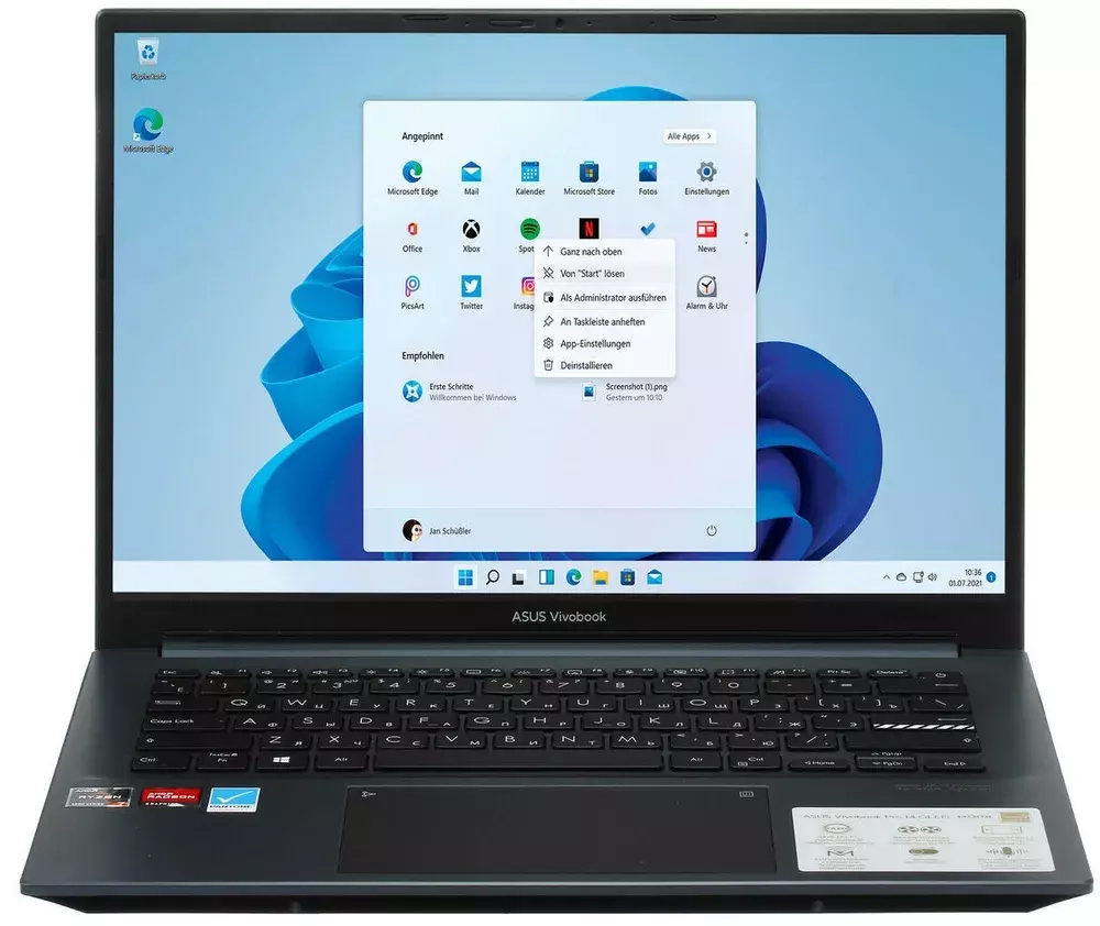 Ноутбук Asus VivoBook Pro 14 M3401QA Ryzen 7 5800H 16Gb SSD 512Gb AMD Radeon Graphics 14 2.8K OLED Cam 63Вт*ч Win11 Синий M3401QA-KM099W 90NB0VZ2-M001P0