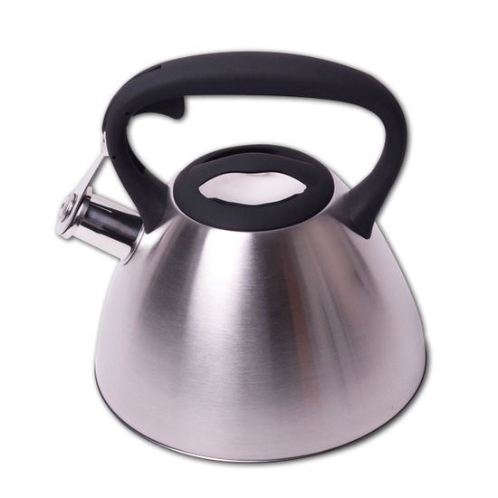 Чайник 3 л. из нержавеющей стали со свистком Kamille KM-0651 с черной бакелитовой ручкой