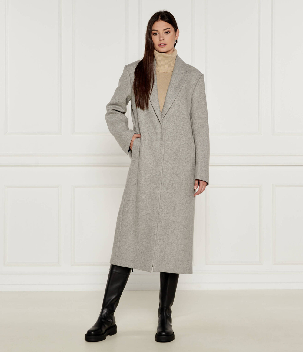 Хлопковое пальто BOSS BLACK - серый(50524472)