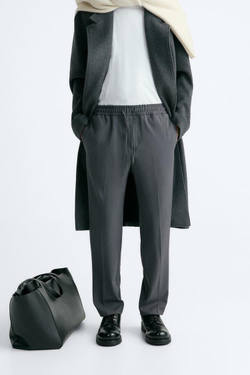 ZARA БРЮКИ-ДЖОГГЕРЫ КОМФОРТНОЙ ПОСАДКИ, ЦЕМЕНТНЫЙ