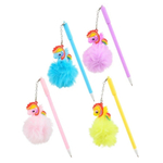 Ручка шариковая, Basir, синие чернила, серия "Единорог пушистик", цветной корпус с мехом и фигуркой, 24 шт