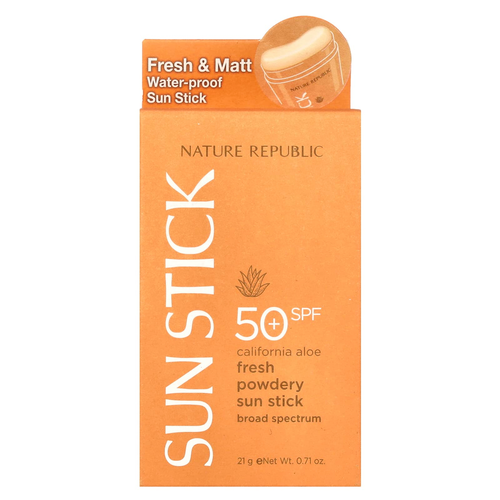 Nature Republic, California Aloe Fresh, солнцезащитный стик в виде порошка, SPF 50+, 21 г (0,71 унции)