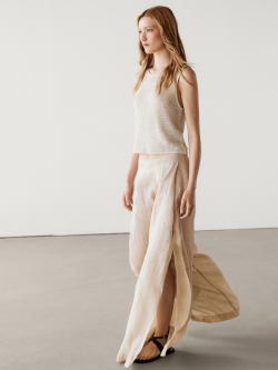 Massimo Dutti Трикотажный топ без рукавов, натуральный, кремовый