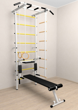 Шведская стенка Sv Pro 805 (Турник Pro/Брусья/стойка/Скамья/Канат/Кольца/Лестница)