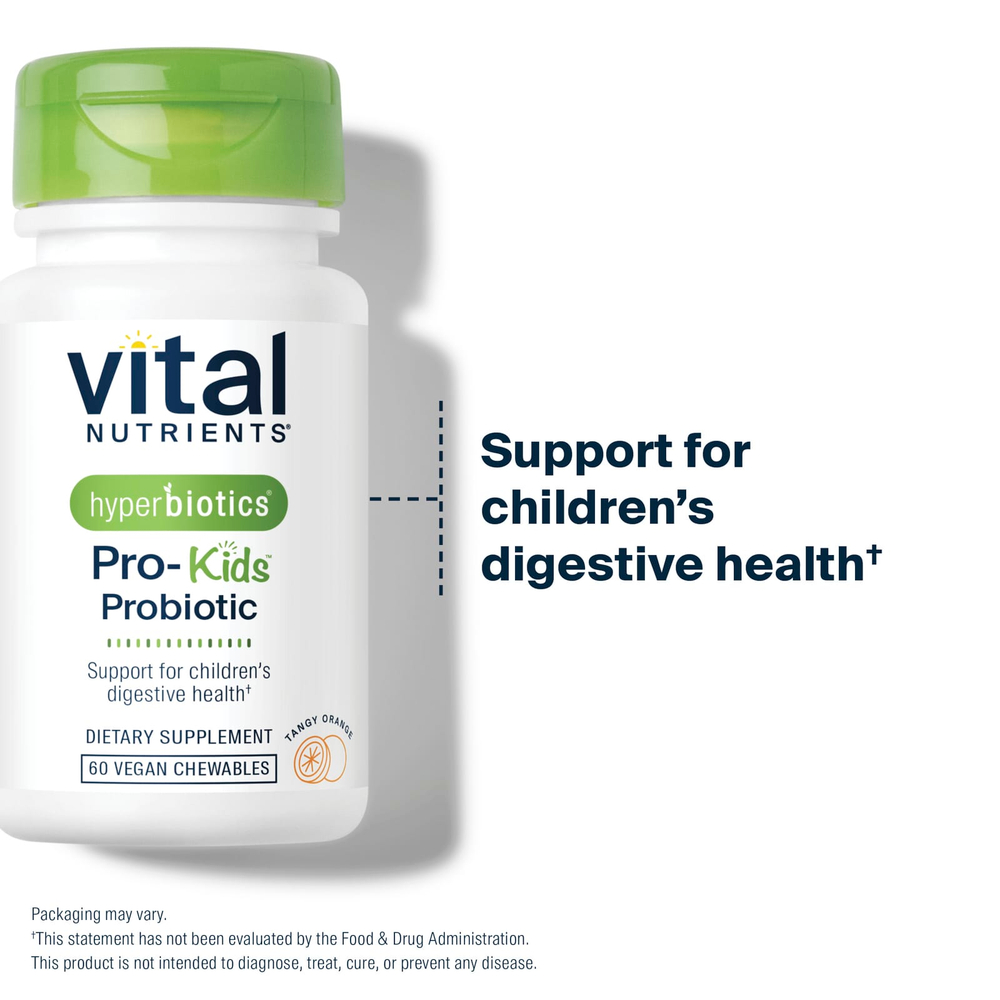 Vital Nutrients, Hyperbiotics®, пробиотик Pro-Kids®, пикантный апельсин, 60 веганских жевательных таблеток