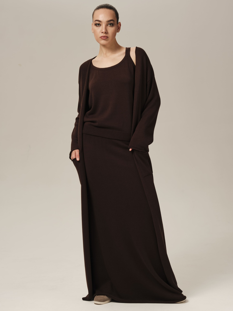 C0385-03 т.коричневый L-XL/164 Кардиган dbr