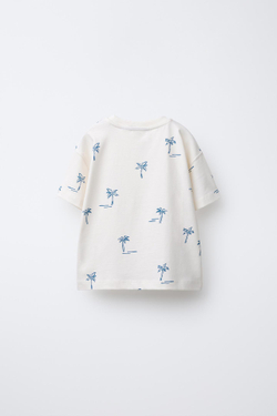 ZARA ФУТБОЛКА С ПРИНТОМ, ЭКРЮ