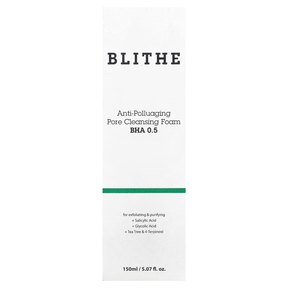 Blithe, Пенка для очищения пор против загрязнения, BHA 0,5, 150 мл (5,07 жидк. Унции)