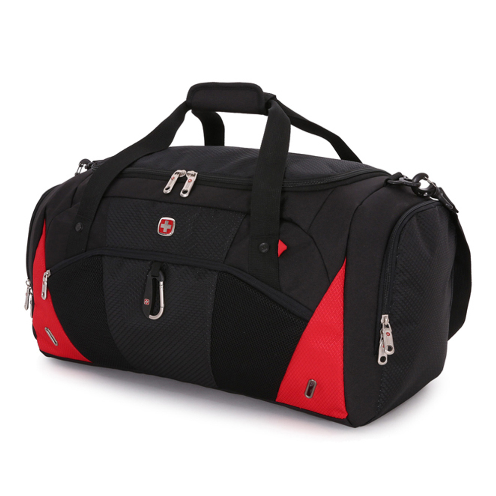 Сумка спортивная Wenger, чёрная/красная, 56х25,5х28,5 см, 56 л