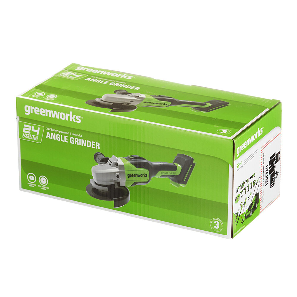 УШМ GREENWORKS GD24AGK2 в компл. с АКБ 2Ач. и ЗУ (3200207UA)