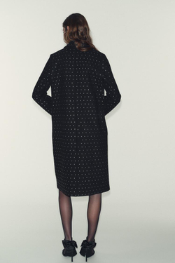ZARA МЯГКОЕ ПАЛЬТО СО СТРАЗАМИ, ЧЕРНЫЙ